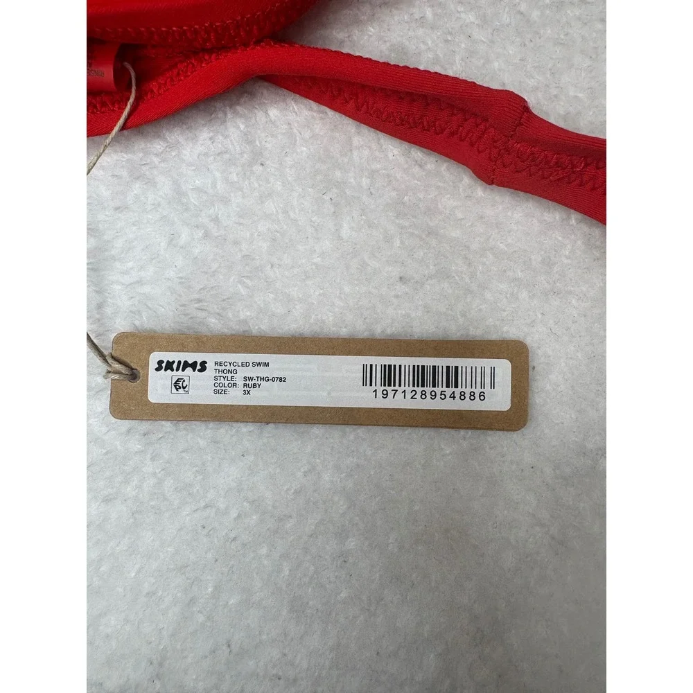 SKIMS Recycled Swim Thong Ruby Red Bikini Bottom SW-THG-0782 Plus Size 3X NWT